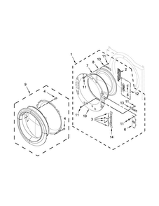Door Parts Diagram and Parts List for WGD7505FW0  Whirlpool Dryer