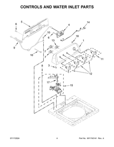 03 - Controls And Water Inlet Parts Diagram and Parts List for 2DWTW4705EW3  Whirlpool Washer
