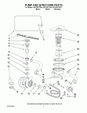 PUMP AND SPRAYARM PARTS Diagram and Parts List for GU3100XTVS0  Whirlpool Dishwasher