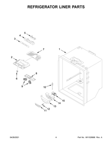 Refrigerator Liner Parts Diagram and Parts List for WRB119WFBM03  Whirlpool Refrigerator