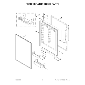 Refrigerator Door Parts Diagram and Parts List for KBBR306ESS06  KitchenAid Refrigerator