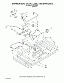 BURNER BOX, GAS VALVES, AND SWITCHES Diagram and Parts List for GLS3675VS02  Whirlpool Cooktop