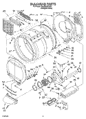 BULKHEAD PARTS Diagram and Parts List for 3XLER5437KQ1  Whirlpool Dryer