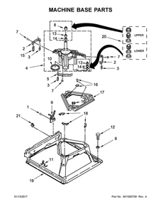 Machine Base Parts Diagram and Parts List for WGT4027EW1  Whirlpool Washer Dryer Combo