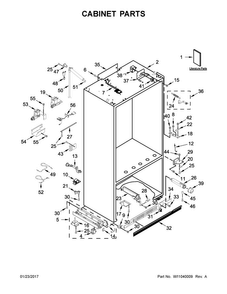 Cabinet Parts Diagram and Parts List for KBFN506ESS01  KitchenAid Refrigerator