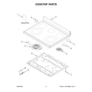 Cooktop Parts Diagram and Parts List for WFES4530SV0  Whirlpool Range