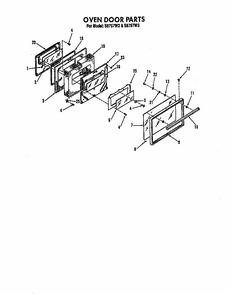 Oven Door Diagram and Parts List for S8757*3  Roper Range