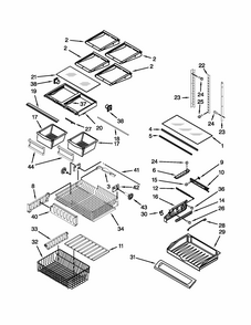 Shelf Parts Diagram and Parts List for 59679539018  Kenmore Refrigerator