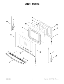 05 - Door Parts Diagram and Parts List for YAER6603SMS1  Whirlpool Wall Oven