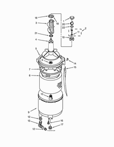 Tub And Basket Parts Diagram and Parts List for 11081422510  Kenmore Washer Dryer Combo