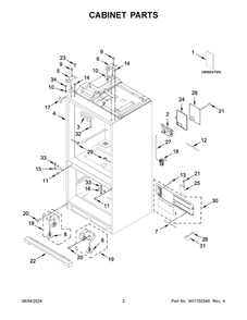 Cabinet Parts Diagram and Parts List for KRFF577KPS03  KitchenAid Refrigerator