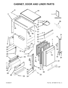 Cabinet, Door And Liner Parts Diagram and Parts List for KUID308ESS2  KitchenAid Ice Maker