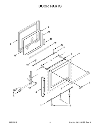 Door Parts Diagram and Parts List for YKSDB900ESS3  Whirlpool Range