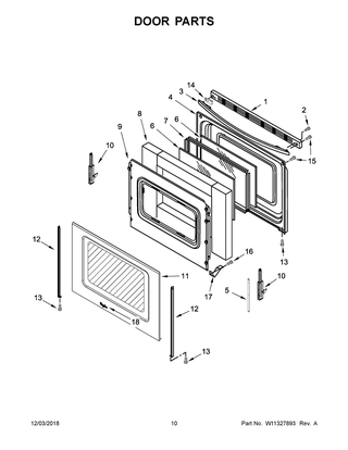 Door Parts Diagram and Parts List for WFE520S0FS2  Whirlpool Range