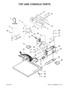 Top And Console Parts Diagram and Parts List for CGM2765FQ0  Whirlpool Dryer