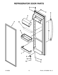 Refrigerator Door Parts 2 Diagram and Parts List for WRS555SIHW06  Whirlpool Refrigerator