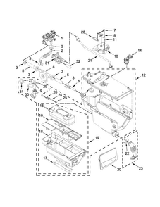 Dispenser Parts Diagram and Parts List for WFW9290FC0  Whirlpool Washer