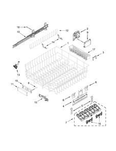 Upper Rack And Track Parts Diagram and Parts List for KDTM404ESS1  KitchenAid Dishwasher