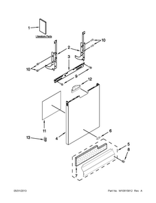 Door Panel Parts Diagram and Parts List for WDF530PAYB6  Whirlpool Dishwasher