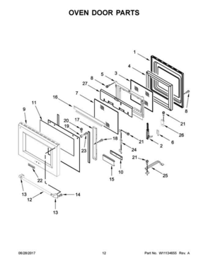 07 - Oven Door Parts Diagram and Parts List for KDRS467VBU01  KitchenAid Range