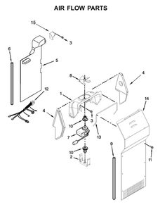 Air Flow Parts Diagram and Parts List for WRS312SNHB02  Whirlpool Refrigerator