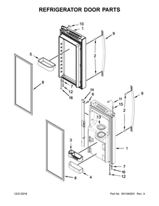 Refrigerator Door Parts Diagram and Parts List for WRF555SDHV00  Whirlpool Refrigerator