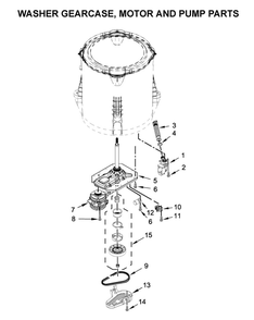 Washer Gearcase, Motor And Pump Parts Diagram and Parts List for WGTLV27HW1  Whirlpool Washer Dryer Combo