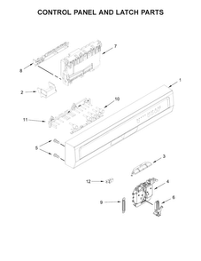 Control Panel And Latch Parts Diagram and Parts List for WDF320PADB3  Whirlpool Dishwasher