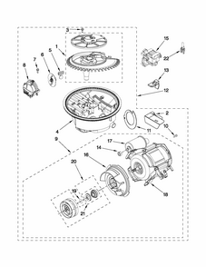 Pump And Motor Parts Diagram and Parts List for 66517742K015  Kenmore Dishwasher