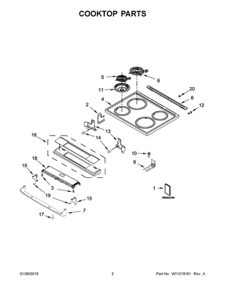 Cooktop Parts Diagram and Parts List for WEC310SAGS0  Whirlpool Range