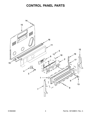 Control Panel Parts Diagram and Parts List for YKFEG500EBS3  Whirlpool Range