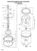 AGITATOR, BASKET AND TUB PARTS Diagram and Parts List for LSB6000PQ0  Whirlpool Washer