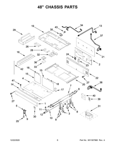 48 Inch Chassis Parts Diagram and Parts List for KFGC558JSS01  Whirlpool Range