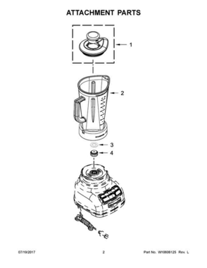02 - Attachment Parts Diagram and Parts List for KSB1575QBY0  KitchenAid Blender