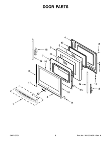 Door Parts Diagram and Parts List for WFE515S0JS1  Whirlpool Range