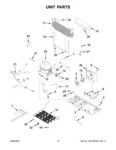 Part Location Diagram of W11598430 Whirlpool EVAP REPAR