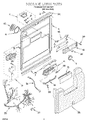 Part Location Diagram of 3380654 Whirlpool Door Latch with Microswitch