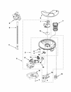 Pump And Motor Parts Diagram and Parts List for 66515693K210  Kenmore Dishwasher