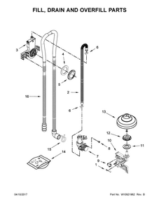 Fill, Drain And Overfill Parts Diagram and Parts List for 66514579N611  Kenmore Dishwasher