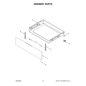 Drawer Parts Diagram and Parts List for WFES4530SS0  Whirlpool Range