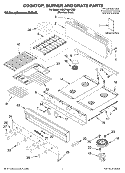COOKTOP, BURNER AND GRATE PARTS Diagram and Parts List for KGCP484KSS0  KitchenAid Cooktop