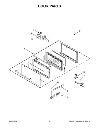 Door Parts Diagram and Parts List for IMBS104GSS02  Whirlpool Microwave