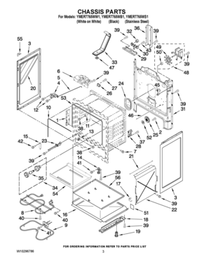 03 - CHASSIS PARTS Diagram and Parts List for YMER7765WB1  Whirlpool Range