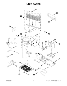 Unit Parts Diagram and Parts List for KRFC300EWH12  KitchenAid Refrigerator