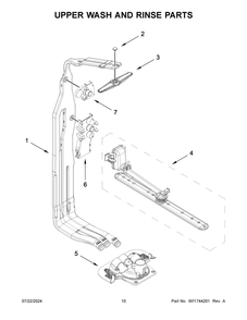 06 - Upper Wash And Rinse Parts Diagram and Parts List for KDPM604KBS3  Whirlpool Dishwasher