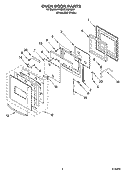 OVEN DOOR PARTS Diagram and Parts List for YKEMC308KM03  KitchenAid Microwave Oven Combo