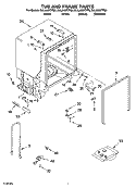 TUB AND FRAME PARTS Diagram and Parts List for DUL240XTPQ6  Whirlpool Dishwasher