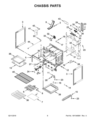 Chassis Parts Diagram and Parts List for YWFE975H0HV1  Whirlpool Range