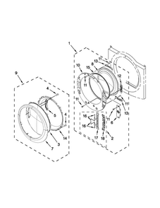 Door Parts Diagram and Parts List for WGD96HEAU1  Whirlpool Dryer