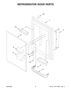 Refrigerator Door Parts Diagram and Parts List for KRBL109ESS05  KitchenAid Refrigerator